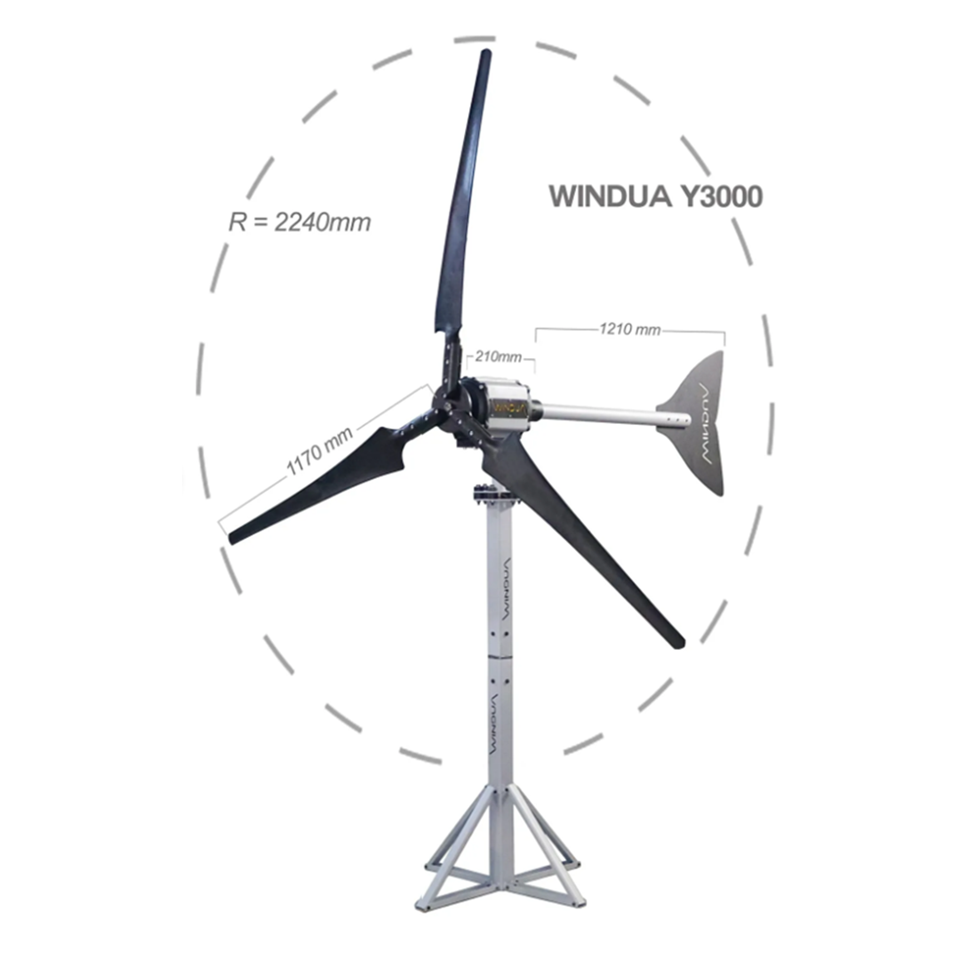 Yatay Eksenli Rüzgar Türbini + Montaj Direği  Y3000 (3 KW)