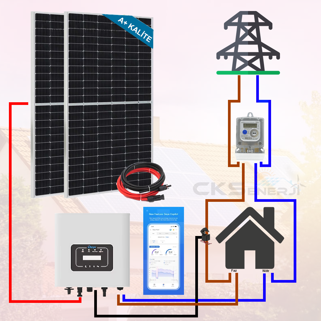 Şebeke Destekli On-Grid Solar Güneş Enerji Sistemi 3kW (2.2Wh)