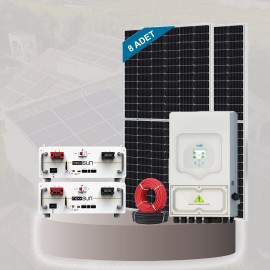 Şebeke Destekli On-Grid Hibrit Solar Güneş Enerji Sistemi 8kW Monofaze (4.4kWh)