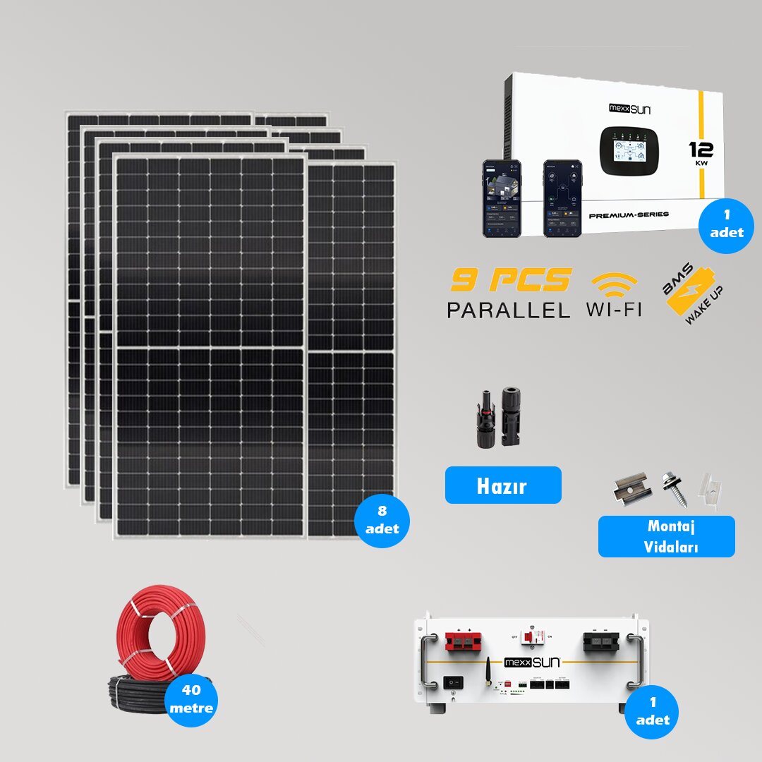 CKS ENERJI  12 kW Lityum Akülü Hazır Solar Paket Kolay Kurulum