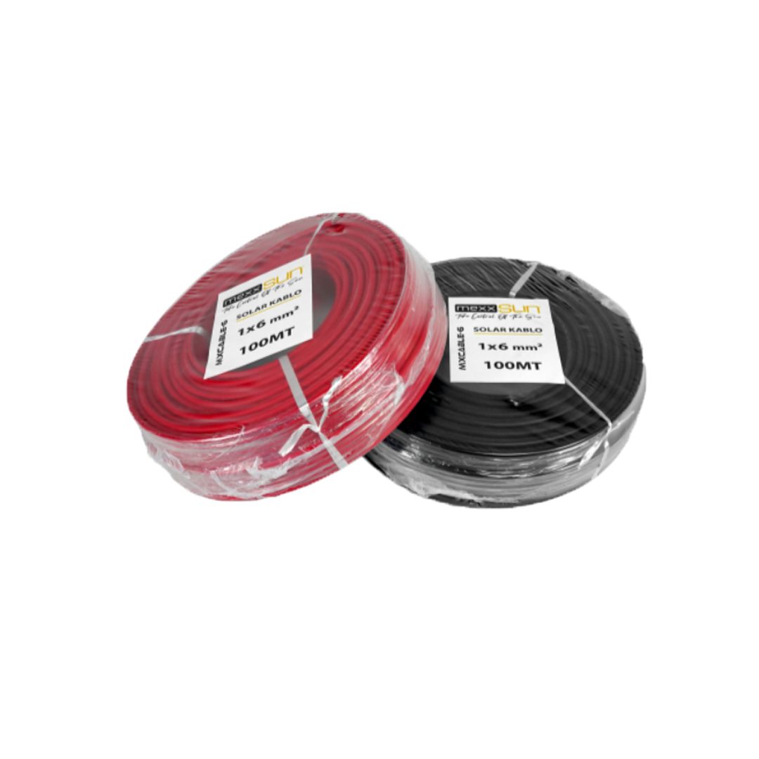 Solar Kablo 6mm Kırmızı (100m)