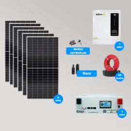 CKS ENERJI  6.2 kW Lityum Akülü Hazır Solar Paket Kolay Kurulum(ORTA PAKET)