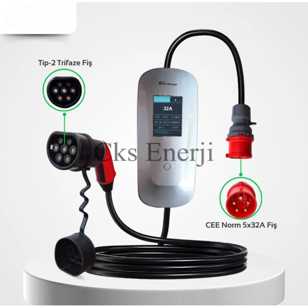 22 kW Taşınabilir Hızlı Araç Şarj İstasyonu Çanta ve Dönüştürücü Hediyeli 22 kW Taşınabilir Hızlı Araç Şarj İstasyonu Çanta ve Dönüştürücü Hediyeli