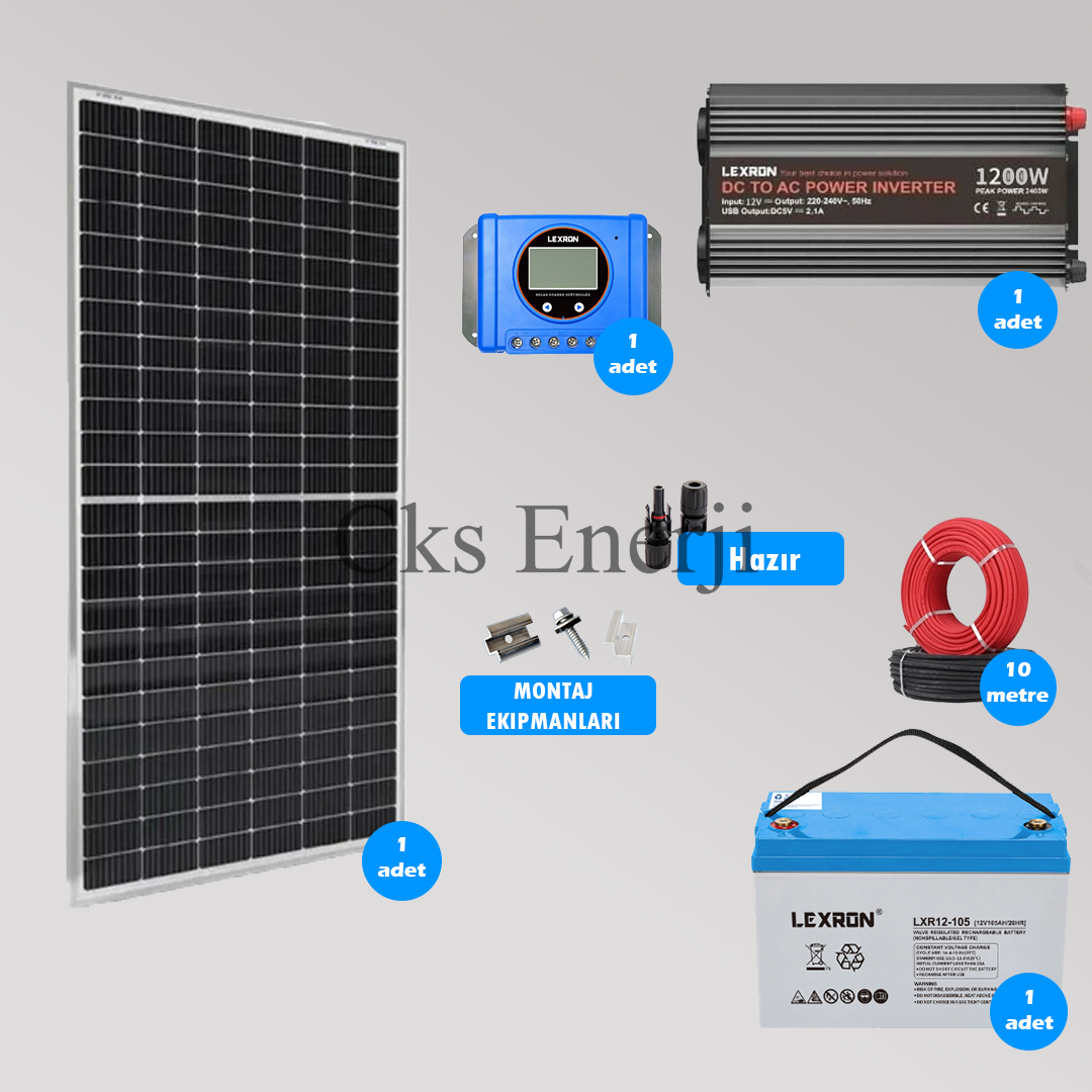 Mini Bağ Evi ve Karavan Solar Güneş Enerji Sistemi 1200W Depolama Mini Bağ Evi ve Karavan Solar Güneş Enerji Sistemi 1200W Depolama