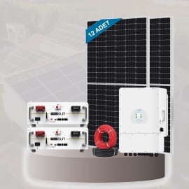 Şebeke Destekli On-Grid Hibrit Solar Güneş Enerji Sistemi 12kW Trifaze (6.6kWh)