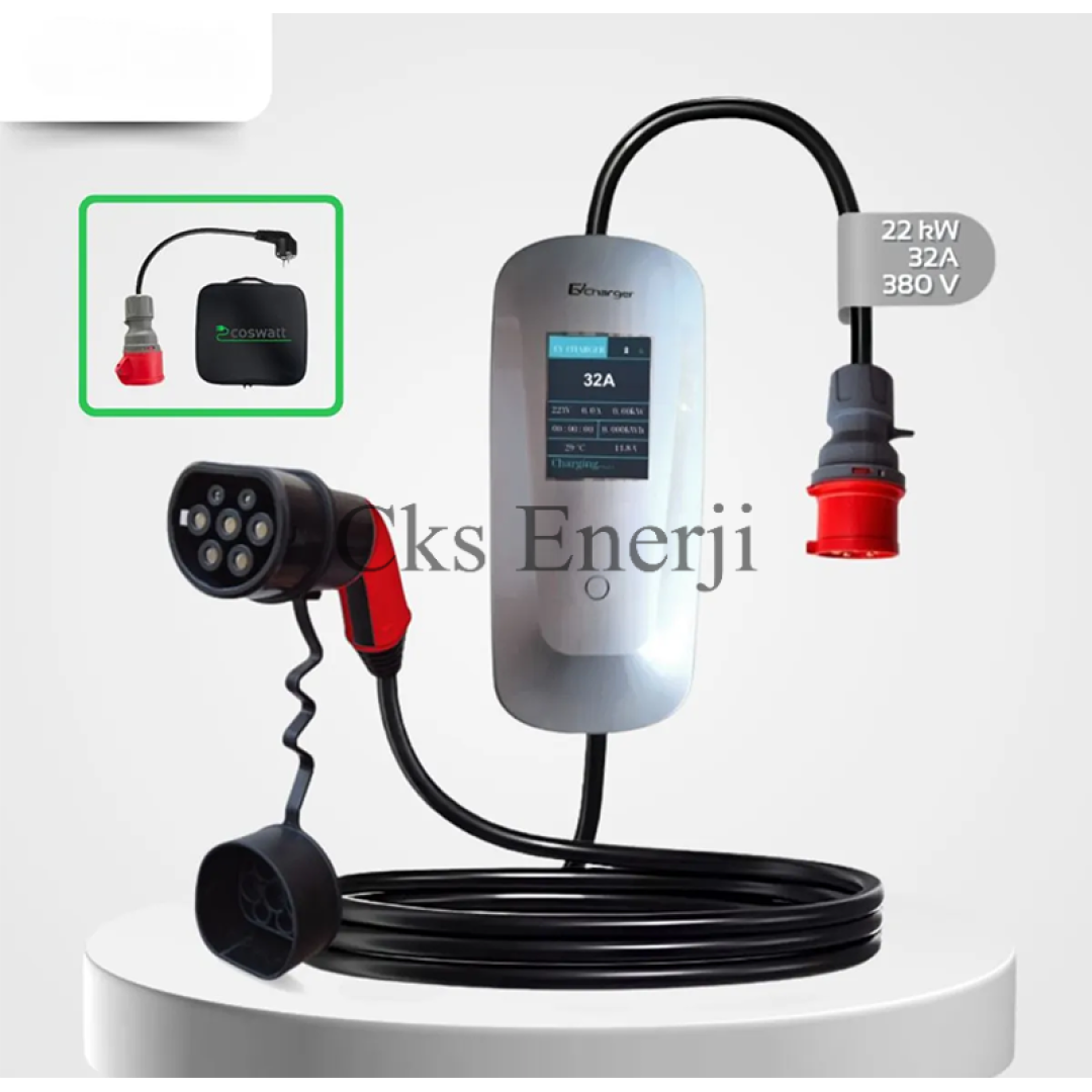 22 kW Taşınabilir Hızlı Araç Şarj İstasyonu Çanta ve Dönüştürücü Hediyeli 22 kW Taşınabilir Hızlı Araç Şarj İstasyonu Çanta ve Dönüştürücü Hediyeli