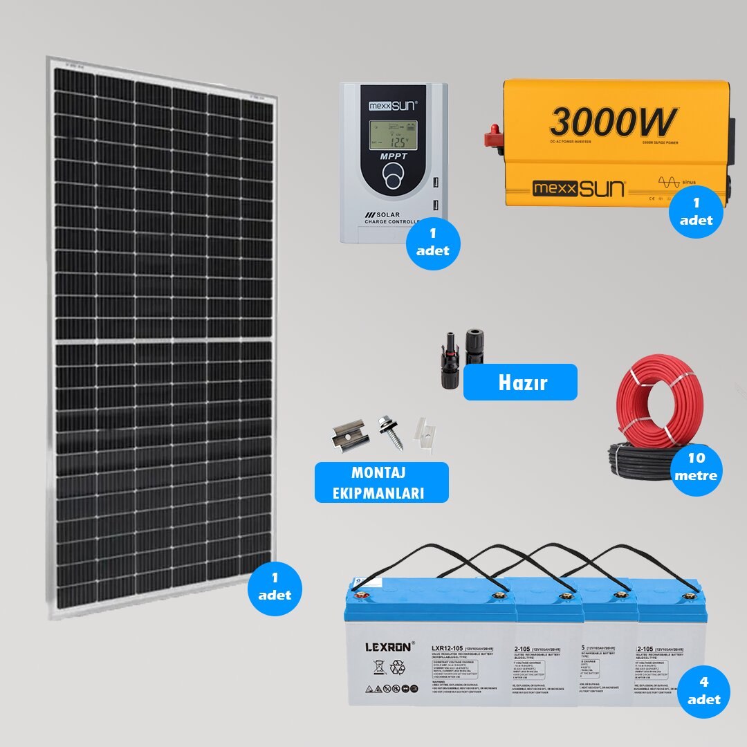 Mini Bağ Evi ve Karavan Solar Güneş Enerji Sistemi 5000W Depolama
