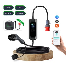Cks Enerji Elektrikli Araba Taşınabilir Şarj Cihazı 11 Kw 16A Tip-2 5X16A 8 Metre Kablo (Türkçe Menü) YERLİ ÜRETİM