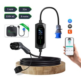 Cks Enerji Elektrikli Araç Taşınabilir Şarj Istasyonu 7 Kw 32a Tip-2 3x32a Türkçe Menü(8 METRE KABLOLU)