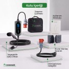Cks Enerji  Elektrikli Araç Taşınabilir Şarj Istasyonu 11 Kw / 16A / Tip-2 / 5X16A Fiş / Trifaze / 5m / Çantalı / Ev Tipi Dönüştürücü Kablolu(TÜRKÇE MENÜ)
