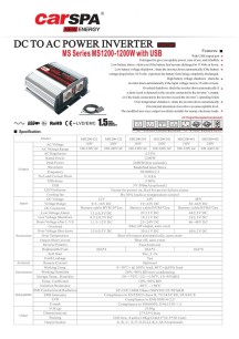 CARSPA İnverter 12V 1200W Modifiye Sinüs