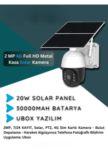 CksEnerji Sim Kartlı 360 Hareketli Güneş Enerjili 1080p Kamera Türkçe Program Son Sürüm 7/24 KAYIT PTZ 4G