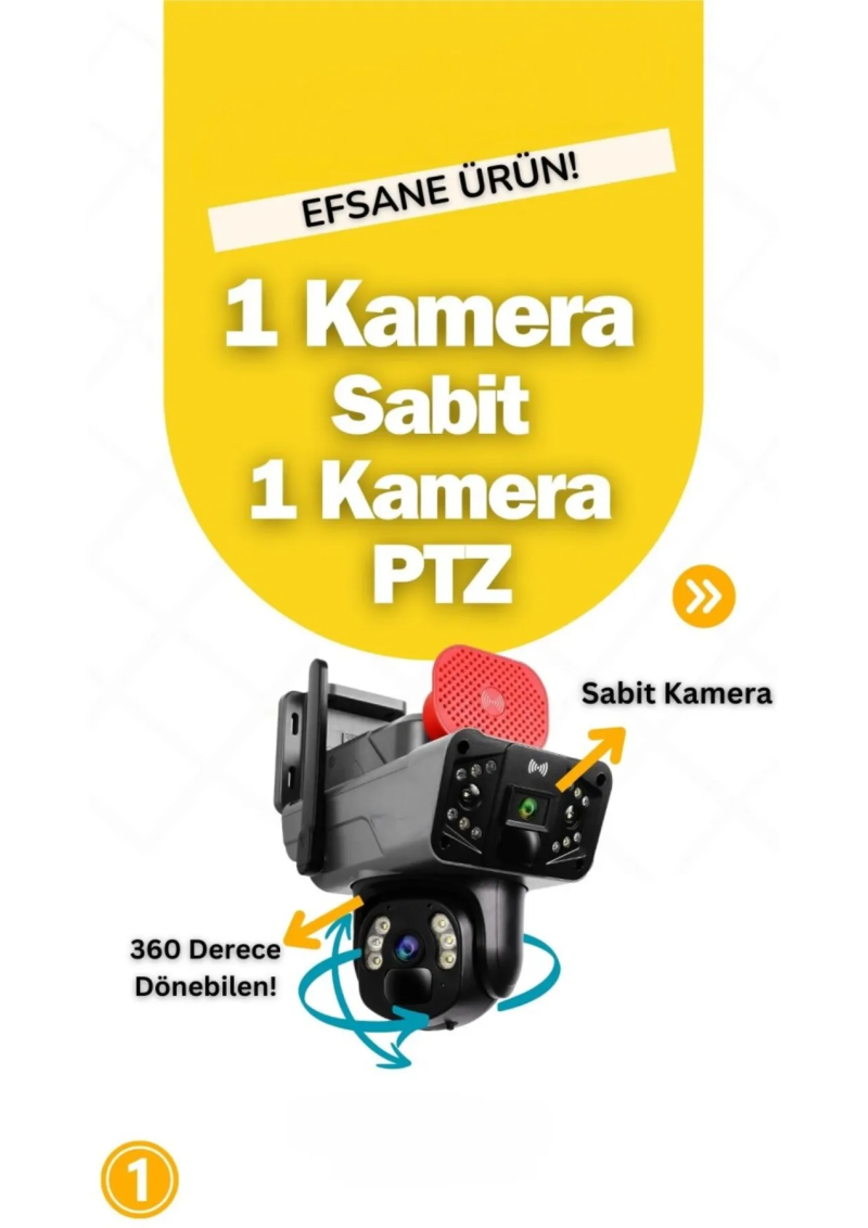 CksEnerji 6MP 2 Kameralı Güneş Enerjili PTZ 4G Sim Kartlı 256 GB SD Kart Destekli Kamera 360° Dönebilir