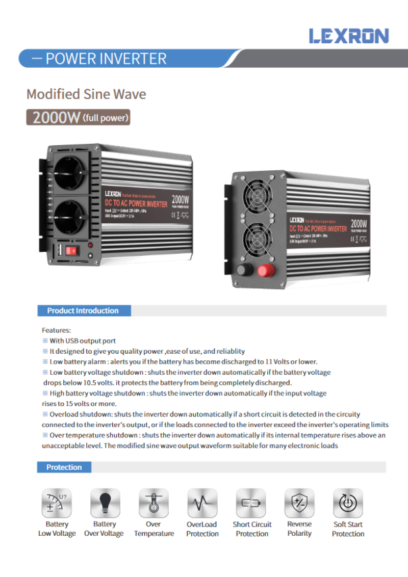 LEXRON 24V 2000W Modıfıye Sınus Inverter