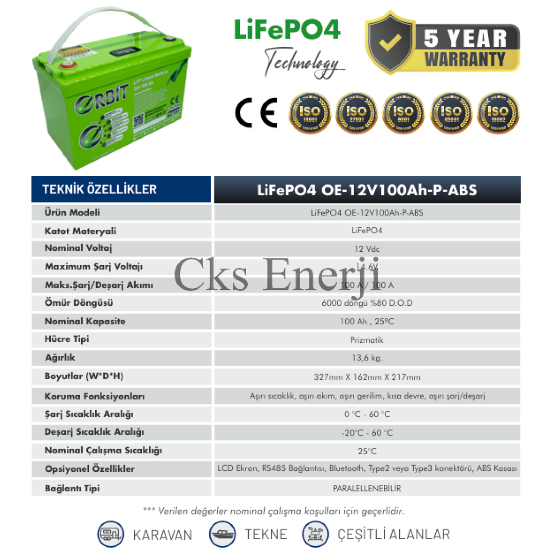 12V 100Ah Kasa Tipi Lityum Akü LiFePO4 Batarya - ABS Kasa 12V 100Ah Kasa Tipi Lityum Akü LiFePO4 Batarya - ABS Kasa