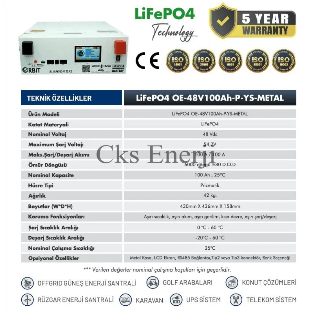 48V 100Ah Kasa Tipi Lityum Akü LiFePO4 Batarya Ekranlı 48V 100Ah Kasa Tipi Lityum Akü LiFePO4 Batarya Ekranlı