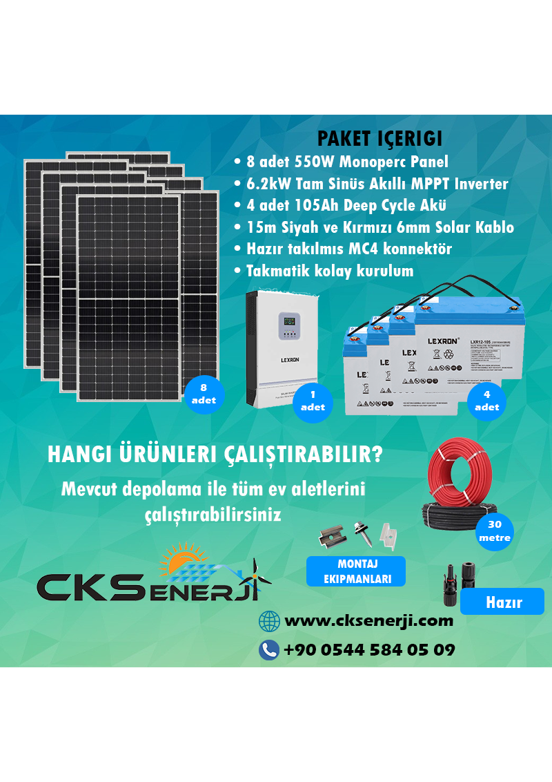 CKS ENERJI  6.2 kW Hazır Solar Paket Kolay Kurulum(ORTA PAKET)