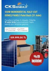 550W Monoperc Half-Cut Günes Paneli Palet Bazlı(31 Adet)