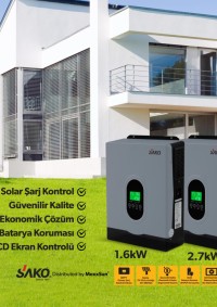 SAKO İnverter E-Sun 1.6kW 12V Tam Sinüs Akıllı Voc 30-400 VDC