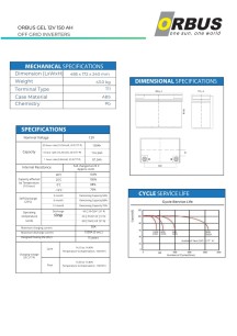ORBUS Jel Akü 12V 150Ah - Derin Deşarjlı