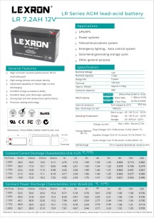 Lexron Kuru Tip Akü 7.2Ah Amper 12V 152x65x100