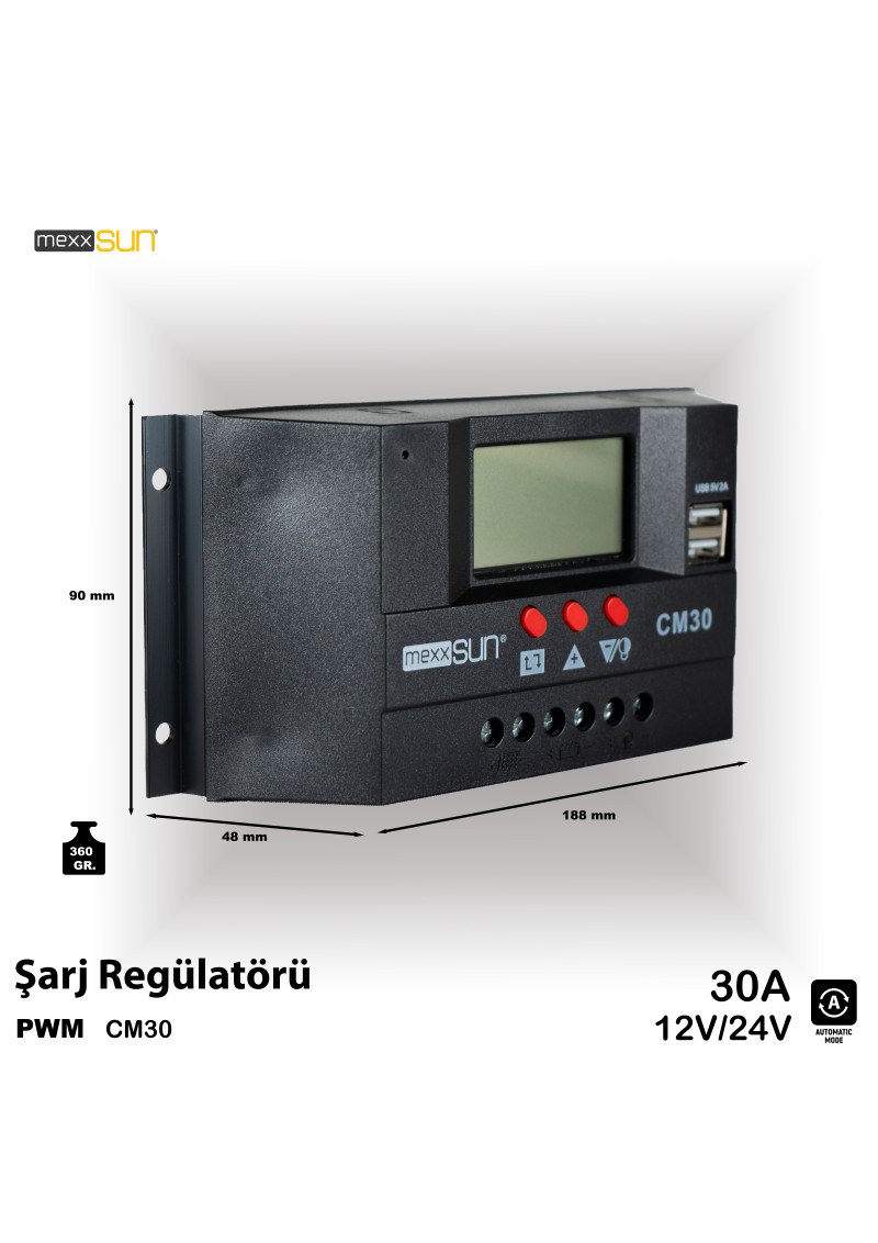 MEXXSUN Sarj Kontrol Cihazı PWM 12/24V (CM30)