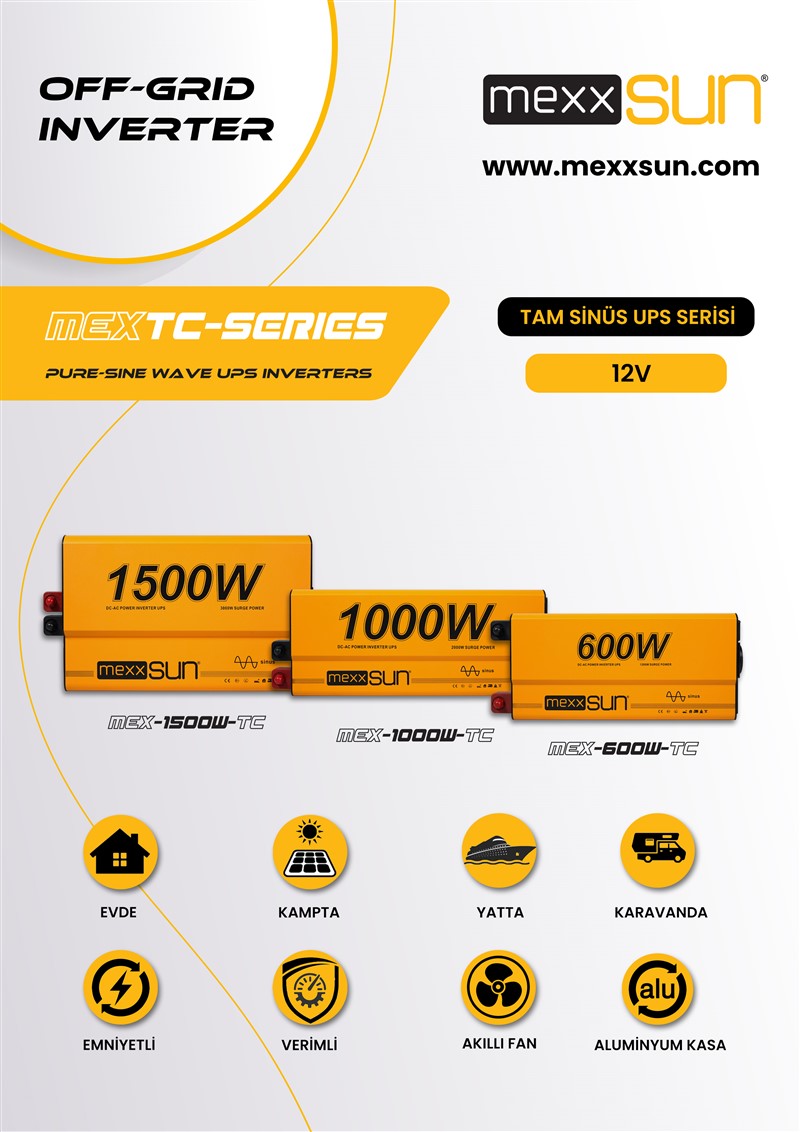 MEXXSUN İnverter Tam Sinüs UPS (Remote Ekran) 12V 600W