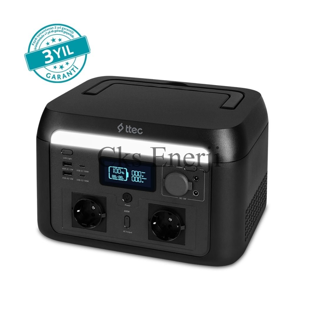 ttec PowerMax Pro 600W Taşınabilir Güç İstasyonu ttec PowerMax Pro 600W Taşınabilir Güç İstasyonu