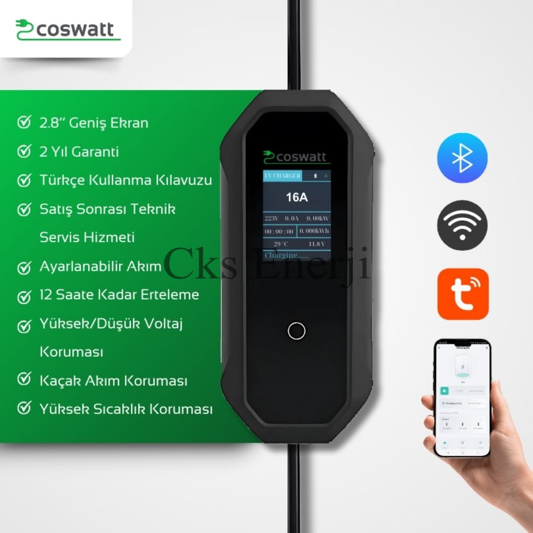 Taşınabilir Şarj Cihazı 3.5 kW / 16A / Tip-2 / Ev Tipi Schuko Fiş / 5m Kablolu / 220V AC / Taşıma Çantası Hediyeli Taşınabilir Şarj Cihazı 3.5 kW / 16A / Tip-2 / Ev Tipi Schuko Fiş / 5m Kablolu / 220V AC / Taşıma Çantası Hediyeli